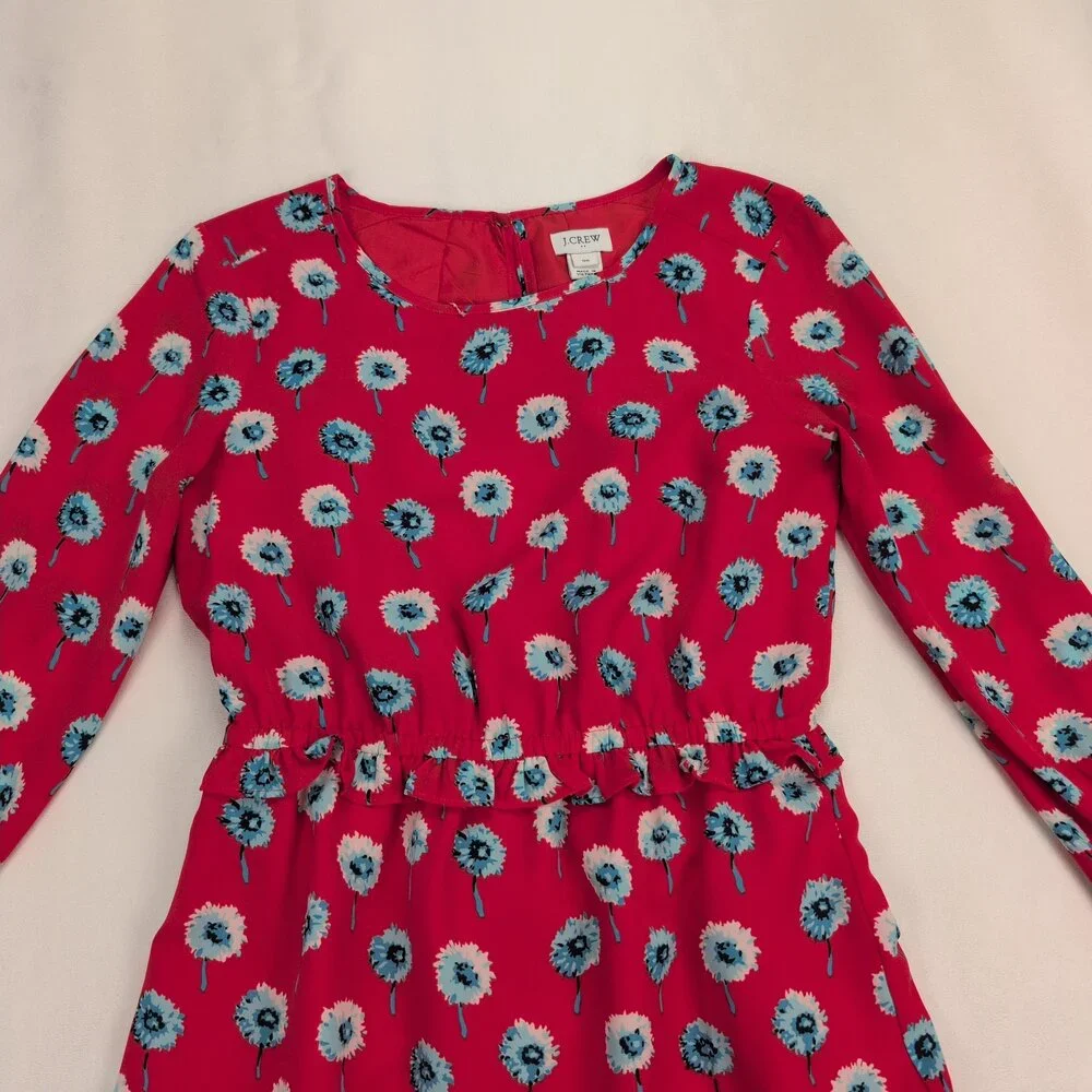 J.Crew‎ Floral Long-Sleeve Midi Dress Size 00